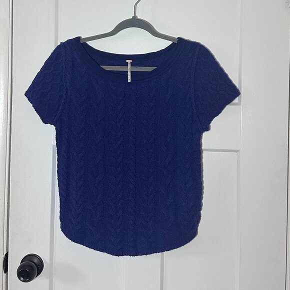 Free People Baby Cable Knit Tee Blue - Picture 5 of 12